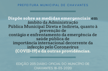 MEDIDAS EMERGENCIAIS - CORONA VÍRUS 