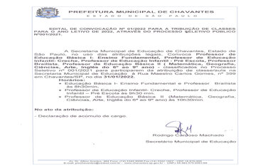 Edital de Convocação N°001/2022