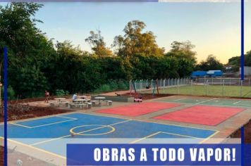 OBRAS EM ANDAMENTO NO COMPLEXO ESPORTIVO NO BOSQUE MUNICIPAL.