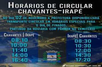 Horários de Circular - 02 de Novembro