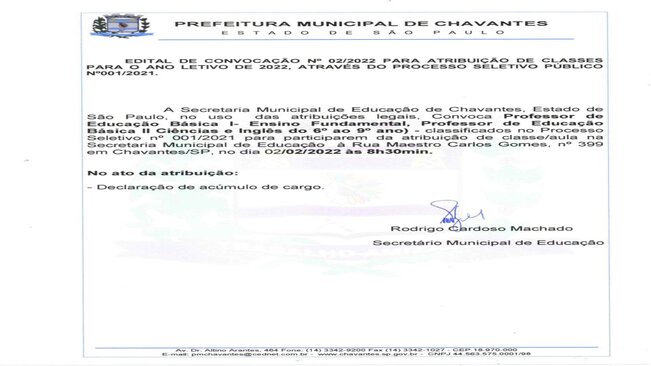 Edital de Convocação N°002/2022