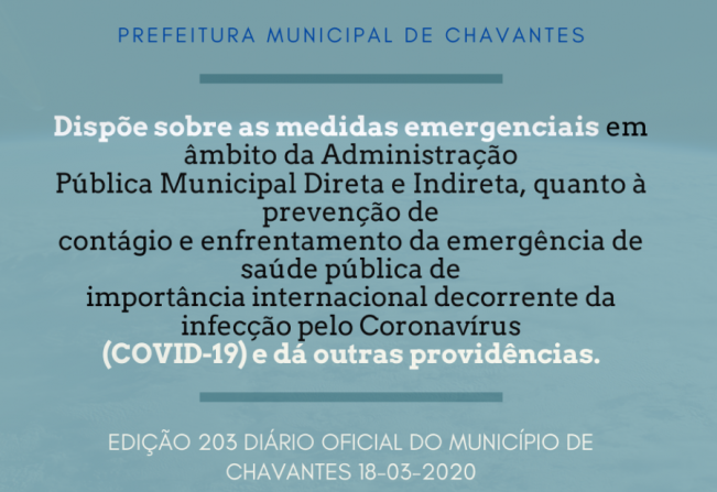 MEDIDAS EMERGENCIAIS - CORONA VÍRUS 