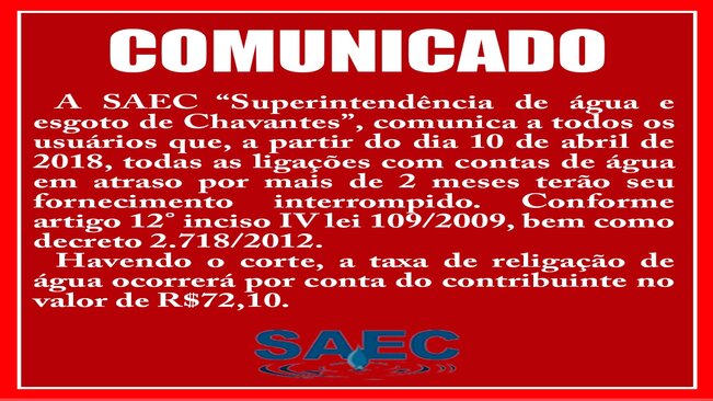 Comunicado importante.